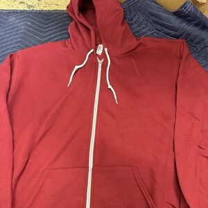 American Apparel Full-Zip Hoodie UNISEX Hooded Sweatshirt NEW Color Heather Red